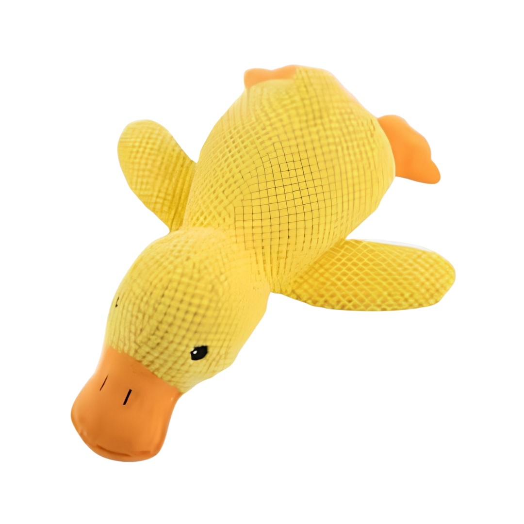 Calming Yellow Duck Plush Dog Toy with Quacking Squeaker
