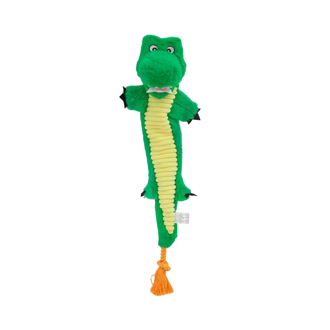 Soft Alligator Plush Dog Toy with Squeaker & Cotton Rope (24")