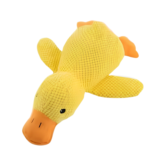 Calming Yellow Duck Plush Dog Toy with Quacking Squeaker