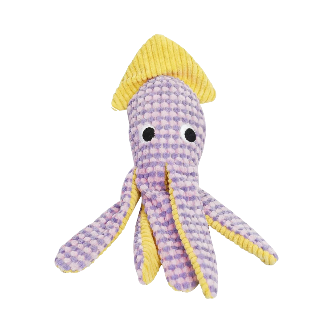 Soft Squid Plush Dog Toy with Crinkle & Squeaker
