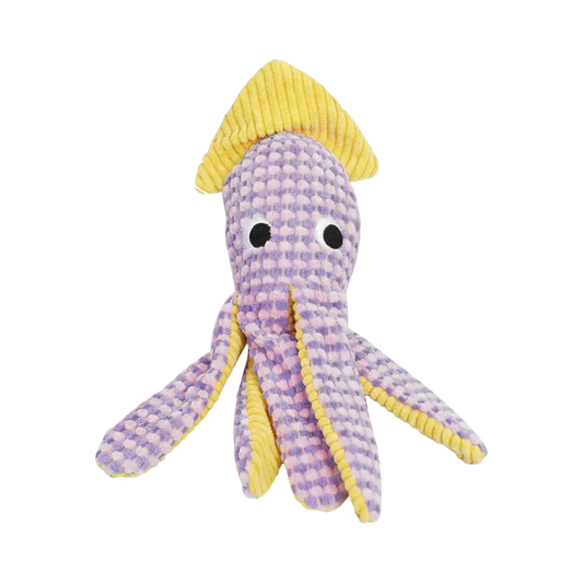 Soft Squid Plush Dog Toy with Crinkle & Squeaker
